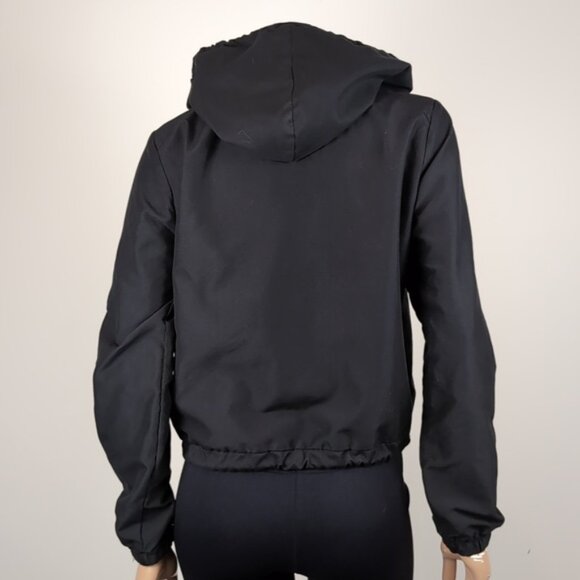 Suzy Shier Soft Shell Hooded Jacket Black Drawstring Adjustable Spring Fall - Picture 5 of 11
